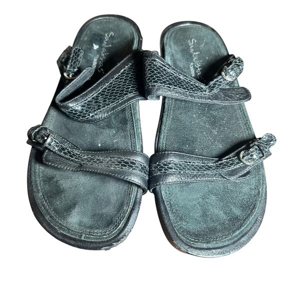 Aetrex Sandalistas Black Leather Sandals Adjustable Orthopedic Comfort Sz 8 1/2 - Picture 5 of 12